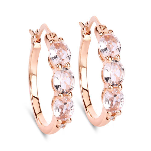 1.63 Carat Genuine Morganite and White Diamond .925 Sterling Silver Earrings Bids.com