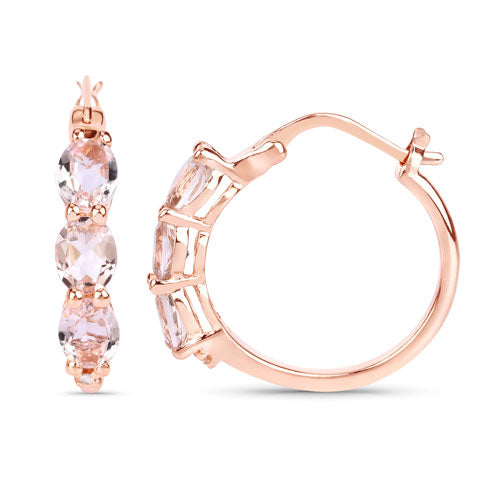 1.63 Carat Genuine Morganite and White Diamond .925 Sterling Silver Earrings Bids.com