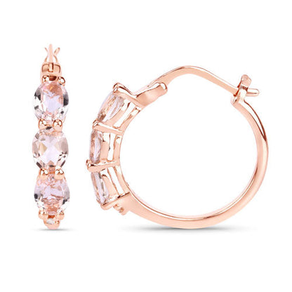 1.63 Carat Genuine Morganite and White Diamond .925 Sterling Silver Earrings Bids.com