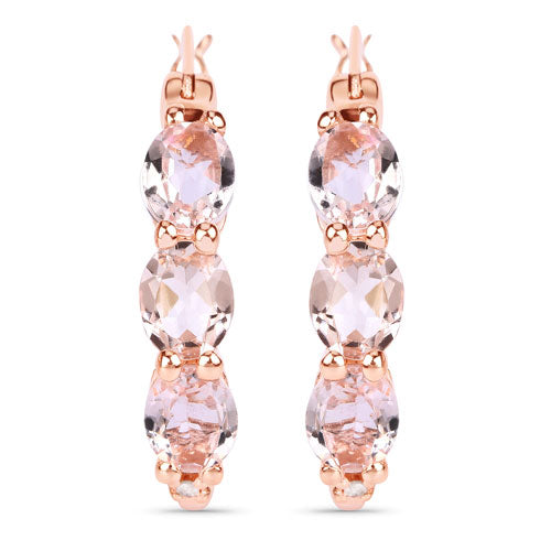 1.63 Carat Genuine Morganite and White Diamond .925 Sterling Silver Earrings Bids.com
