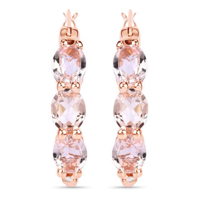 1.63 Carat Genuine Morganite and White Diamond .925 Sterling Silver Earrings Bids.com