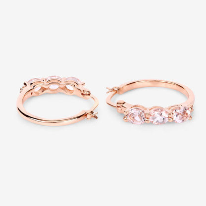 1.63 Carat Genuine Morganite and White Diamond .925 Sterling Silver Earrings Bids.com