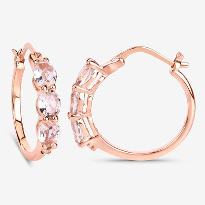 1.63 Carat Genuine Morganite and White Diamond .925 Sterling Silver Earrings Bids.com