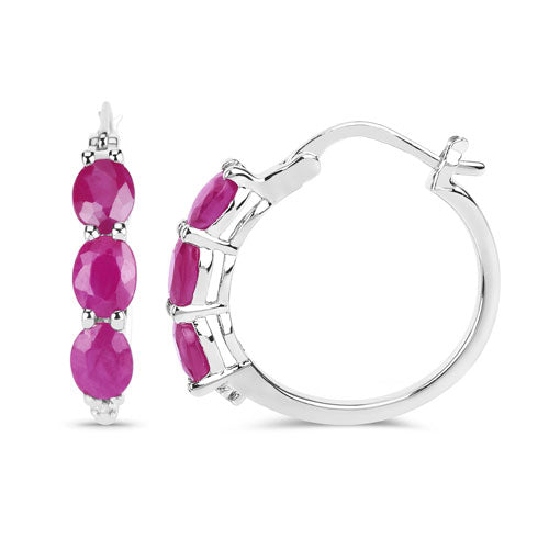 1.81 Carat Genuine Ruby and White Diamond .925 Sterling Silver Earrings Bids.com