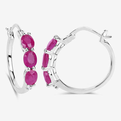 1.81 Carat Genuine Ruby and White Diamond .925 Sterling Silver Earrings Bids.com