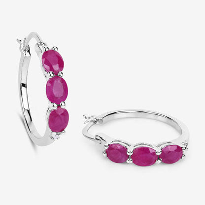 1.81 Carat Genuine Ruby and White Diamond .925 Sterling Silver Earrings Bids.com
