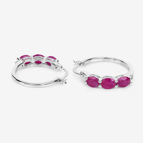 1.81 Carat Genuine Ruby and White Diamond .925 Sterling Silver Earrings Bids.com