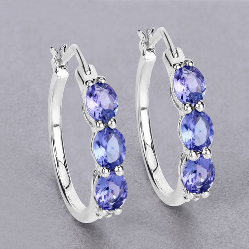 1.99 Carat Genuine Tanzanite and White Diamond .925 Sterling Silver Earrings Bids.com