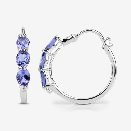 1.99 Carat Genuine Tanzanite and White Diamond .925 Sterling Silver Earrings Bids.com