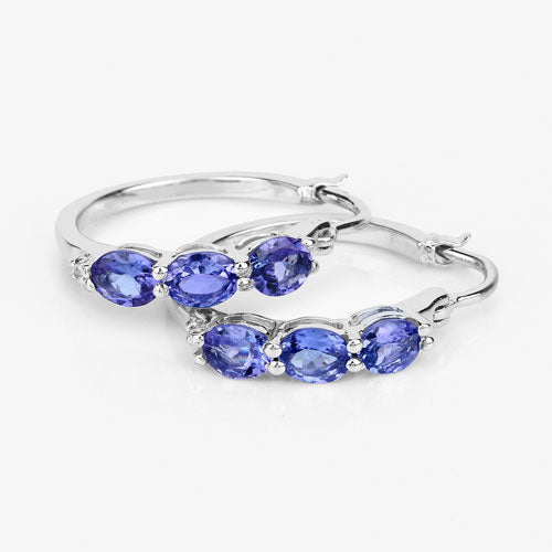 1.99 Carat Genuine Tanzanite and White Diamond .925 Sterling Silver Earrings Bids.com