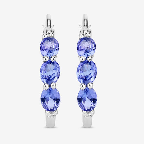 1.99 Carat Genuine Tanzanite and White Diamond .925 Sterling Silver Earrings Bids.com