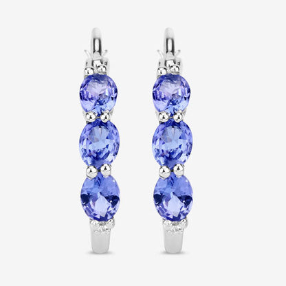 1.99 Carat Genuine Tanzanite and White Diamond .925 Sterling Silver Earrings Bids.com