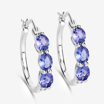 1.99 Carat Genuine Tanzanite and White Diamond .925 Sterling Silver Earrings Bids.com