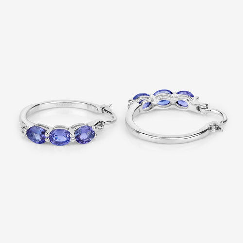 1.99 Carat Genuine Tanzanite and White Diamond .925 Sterling Silver Earrings Bids.com