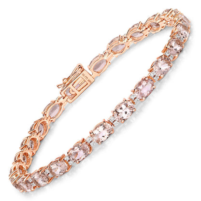 8.95 Carat Genuine Morganite and White Diamond 14K Rose Gold Bracelet Bids.com