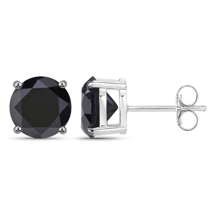 4.25 Carat Genuine Black Diamond 14K White Gold Earrings Bids.com
