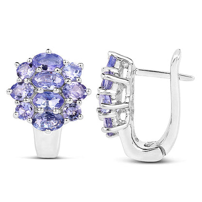 3.48 Carat Genuine Tanzanite .925 Sterling Silver Earrings Bids.com