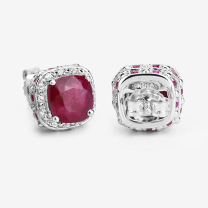 6.12 Carat Dyed Ruby, Ruby and White Topaz .925 Sterling Silver Earrings Bids.com