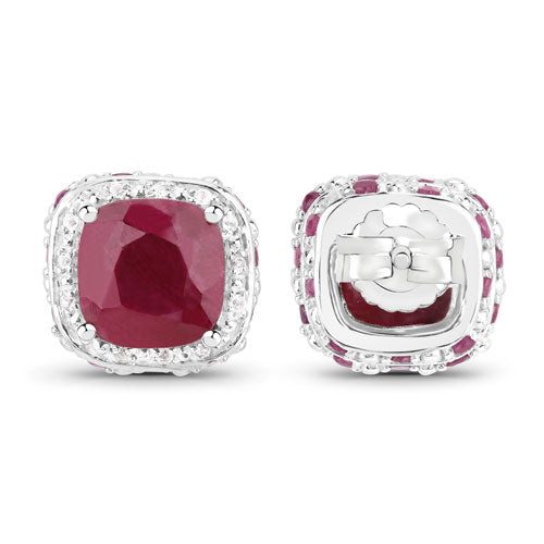 6.12 Carat Dyed Ruby, Ruby and White Topaz .925 Sterling Silver Earrings Bids.com