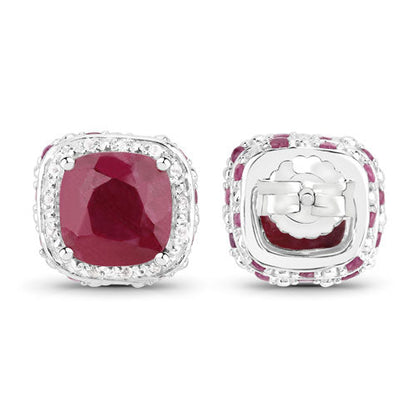 6.12 Carat Dyed Ruby, Ruby and White Topaz .925 Sterling Silver Earrings Bids.com