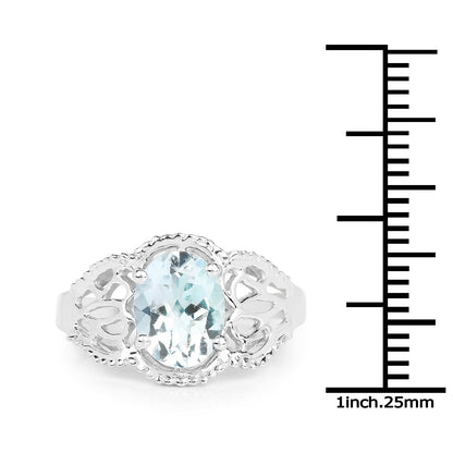 1.50 Carat Genuine Aquamarine .925 Sterling Silver Ring Bids.com