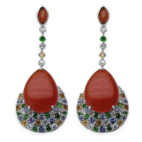 31.07 Carat Genuine Multi Stones .925 Sterling Silver Earrings Bids.com