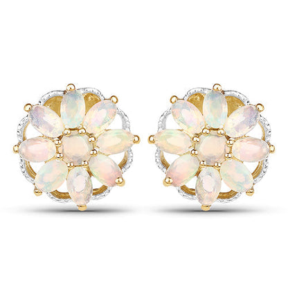 14K Yellow Gold Plated 2.70 Carat Genuine Ethiopian Opal .925 Sterling Silver Earrings Bids.com