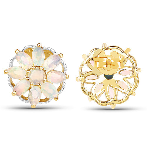 14K Yellow Gold Plated 2.70 Carat Genuine Ethiopian Opal .925 Sterling Silver Earrings Bids.com