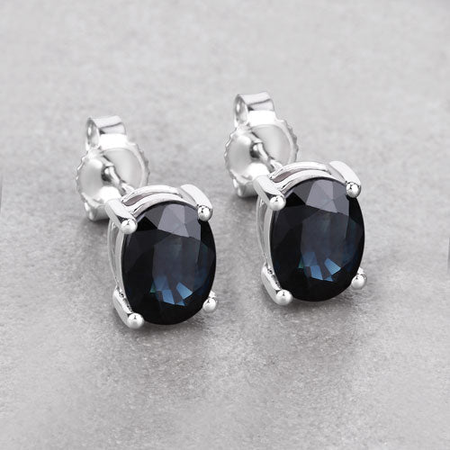 1.90 Carat Genuine Blue Sapphire 10K White Gold Earrings Bids.com
