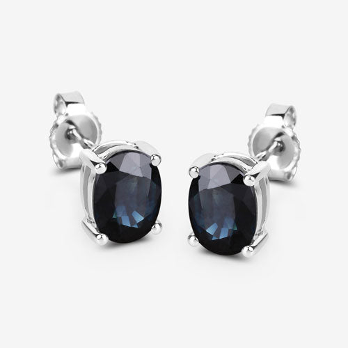 1.90 Carat Genuine Blue Sapphire 10K White Gold Earrings Bids.com
