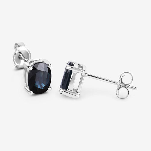 1.90 Carat Genuine Blue Sapphire 10K White Gold Earrings Bids.com