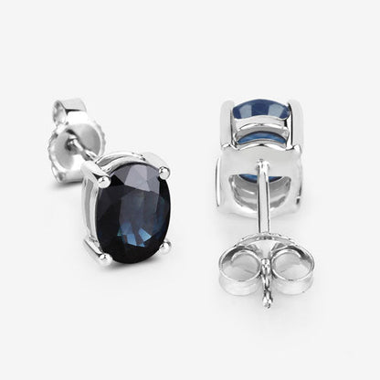 1.90 Carat Genuine Blue Sapphire 10K White Gold Earrings Bids.com