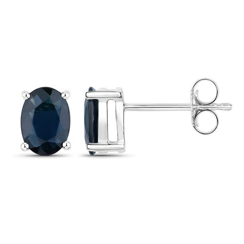 1.90 Carat Genuine Blue Sapphire 10K White Gold Earrings Bids.com