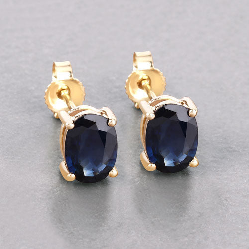 1.90 Carat Genuine Blue Sapphire 10K Yellow Gold Earrings Bids.com