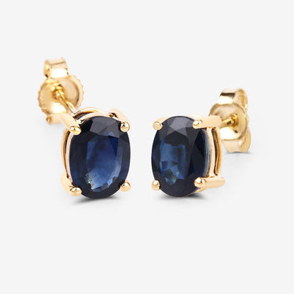 1.90 Carat Genuine Blue Sapphire 10K Yellow Gold Earrings Bids.com