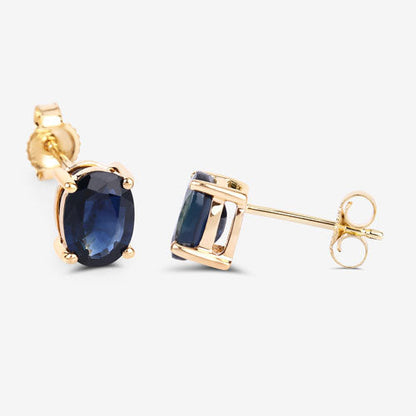 1.90 Carat Genuine Blue Sapphire 10K Yellow Gold Earrings Bids.com