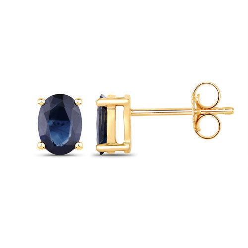 1.90 Carat Genuine Blue Sapphire 10K Yellow Gold Earrings Bids.com