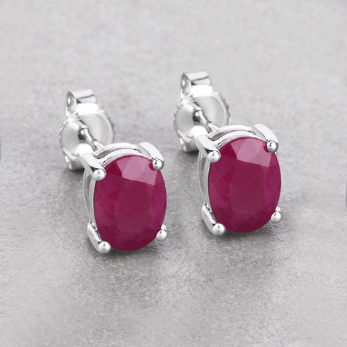 1.70 Carat Genuine Ruby 10K White Gold Earrings Bids.com