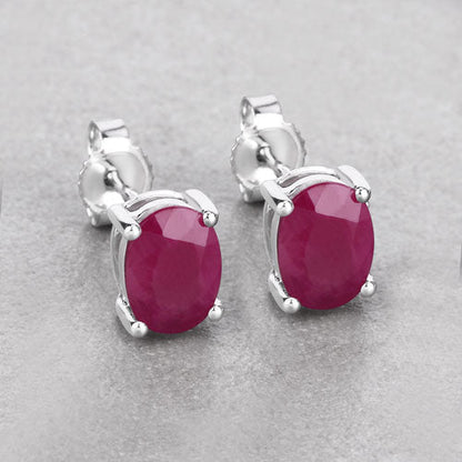 1.70 Carat Genuine Ruby 10K White Gold Earrings Bids.com