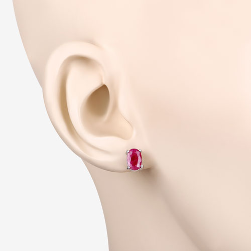 1.70 Carat Genuine Ruby 10K White Gold Earrings Bids.com