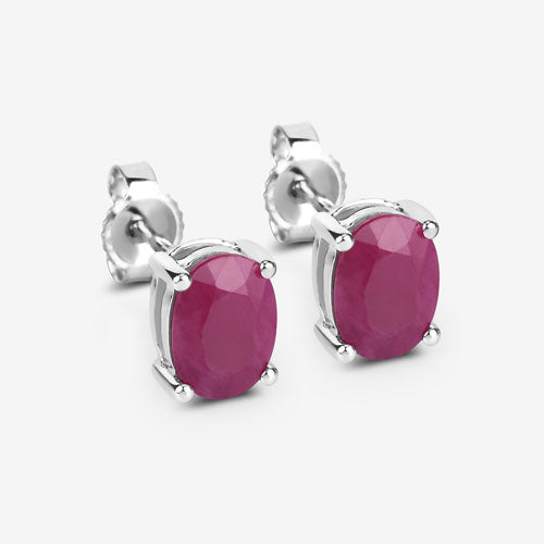 1.70 Carat Genuine Ruby 10K White Gold Earrings Bids.com