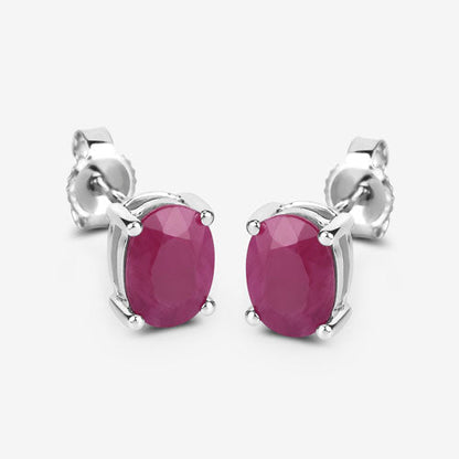1.70 Carat Genuine Ruby 10K White Gold Earrings Bids.com