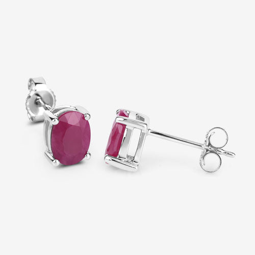 1.70 Carat Genuine Ruby 10K White Gold Earrings Bids.com