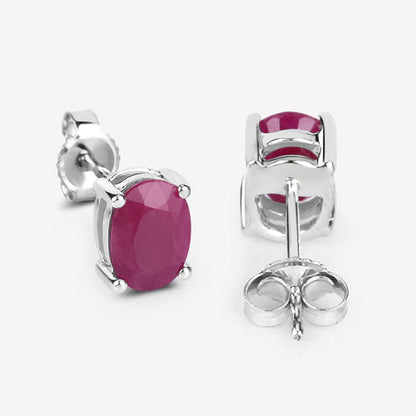 1.70 Carat Genuine Ruby 10K White Gold Earrings Bids.com