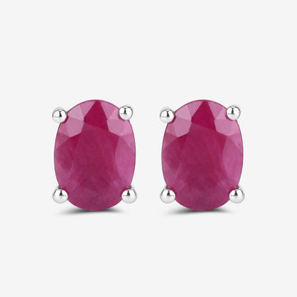 1.70 Carat Genuine Ruby 10K White Gold Earrings Bids.com