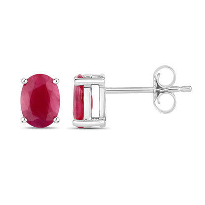 1.70 Carat Genuine Ruby 10K White Gold Earrings Bids.com