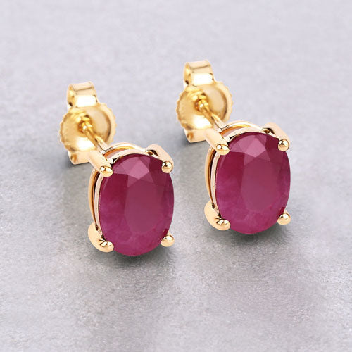1.70 Carat Genuine Ruby 10K Yellow Gold Earrings Bids.com