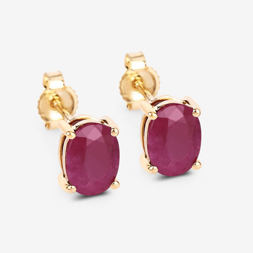 1.70 Carat Genuine Ruby 10K Yellow Gold Earrings Bids.com