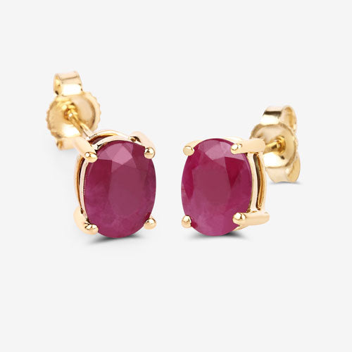 1.70 Carat Genuine Ruby 10K Yellow Gold Earrings Bids.com