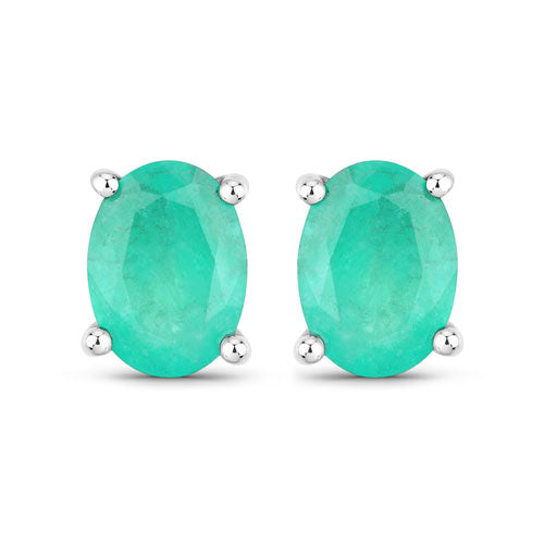 1.44 Carat Genuine Zambian Emerald 10K White Gold Earrings Bids.com